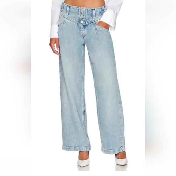 Free People Denim - Free People x Care FP Super Sweeper Jean in Washed Out Blue Medium NWT Wide Leg